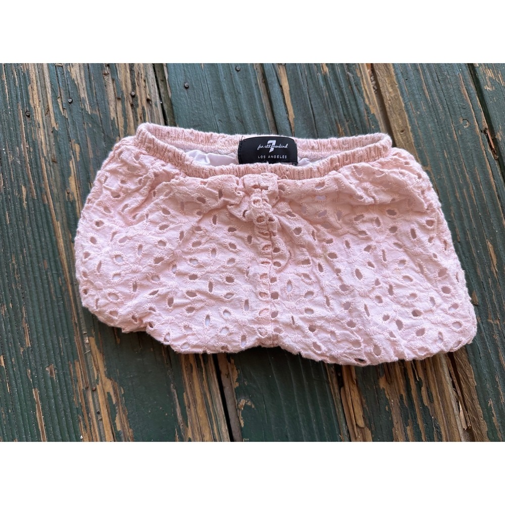 7 For All Mankind Baby Girl Pink Eyelet Lace Bloomers Diaper Cover 18M